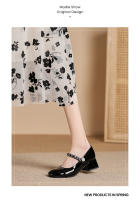 Zapatos de tacón medio para mujer, cómodos, de 3cm, bloque de color blanco y negro, zapatos Mary Jane con punta cuadrada - details 11