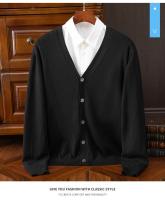 Cárdigan informal de negocios para hombre, suéter clásico con cuello en V, Color sólido, moda coreana - details 12