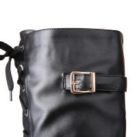Botas altas de tacón grueso, plataforma impermeable para mujer, tacones altos, botas largas, con cordones, talla grande - details 27