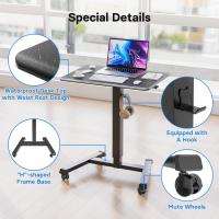 Escritorio de pie móvil de 65 × 45 cm con 4 ruedas giratorias, escritorio de pie con ruedas, escritorio de pie ajustable en altura, mesa sobre la cama para sala de estar, dormitorio - details 4