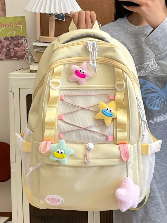 Mochila escolar, mochila con cordón, diseño, ocio, clase, tutoría, mochila, bolsillo, fresco y dulce - 1