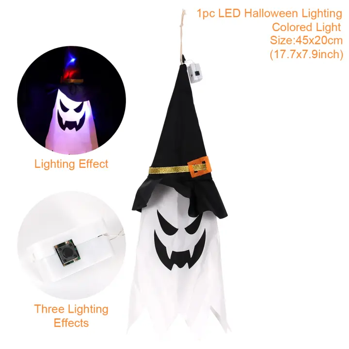 Luz LED intermitente para decoración de Halloween, lámpara colgante para Festival de fantasmas, sombrero de mago, suministros de fiesta - 1