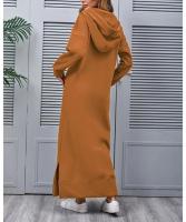 Vestido de Midi para Mujer con Capucha Moda 2025, Tejido Mixto, Estilo Informal, Suelto, Sudadera - details 5