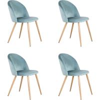 Juego 4 Sillas Comedor Tapizadas Laterales con Respaldo Asiento Terciopelo Suave y Patas Metal Ajustables, Ver - details 0