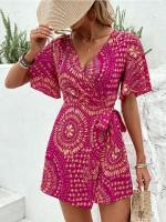 Vestido de verano para mujer con escote en V, estampado, corte Bo, estilo vacaciones, estilo Viero. - details 10
