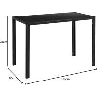 Elegante mesa de comedor con encimera de cristal 105cm x 60cm x 75cm blanco - details 6