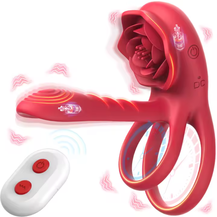 Anillo de Vibrador de Rosa Estimulador de Erección con Control Remoto Anillo G-spot para Estimulación Clitorial Juguetes Sensuales para Adultos - 1