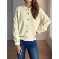 Ropa de mujer elegante de punto suelto con cuello redondo y manga larga a la moda para primavera y otoño - details 4