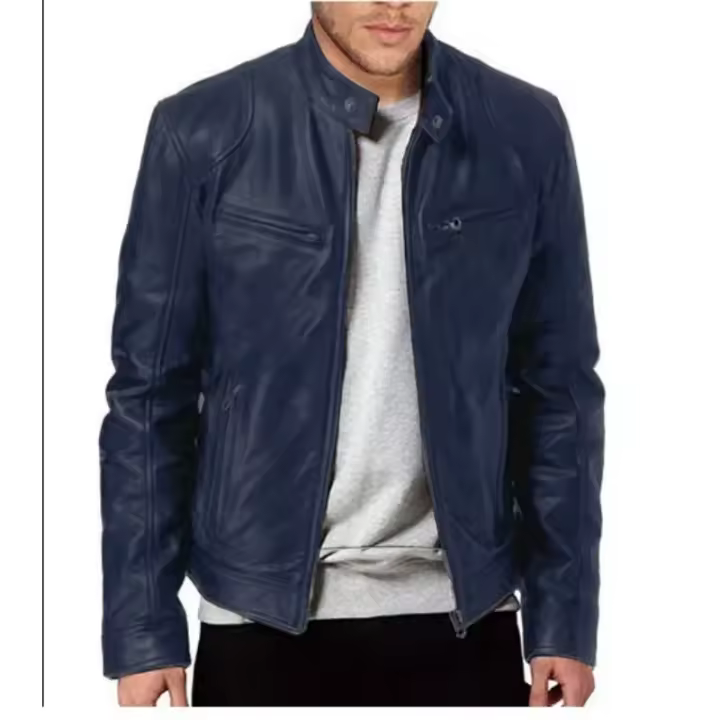 Chaquetas de cuero para hombre, americanas y elegantes, con elementos Punk Rock, cómodas y a la moda - 1
