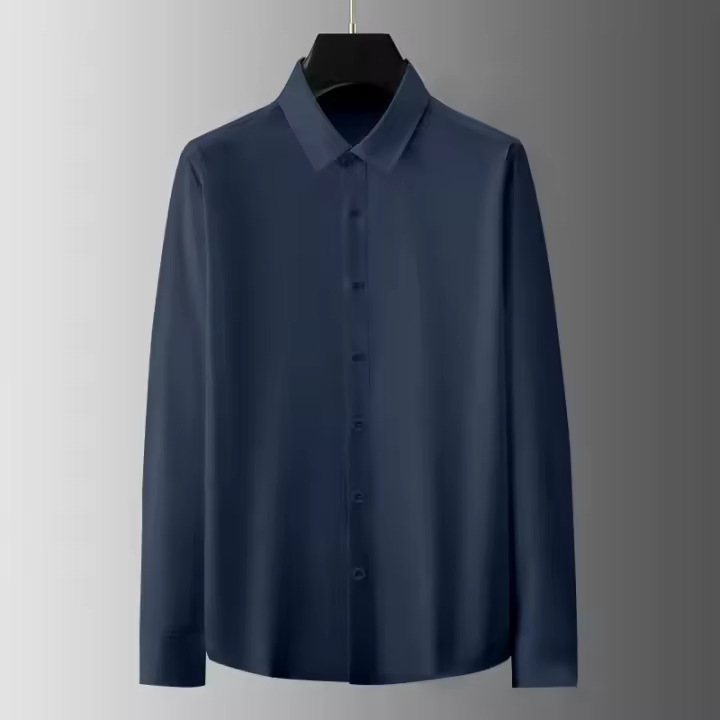 hombre manga larga ropa hombre Nueva camisa informal de negocios de manga larga de Color sólido para hombre, resistente a las arrugas, cómoda, versátil para todas las estaciones - 1