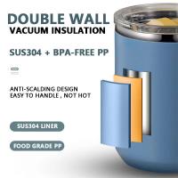 Taza de café de doble pared de acero inoxidable 304 con asa y tapa, taza aislada portátil, taza de viaje a prueba de fugas - details 5
