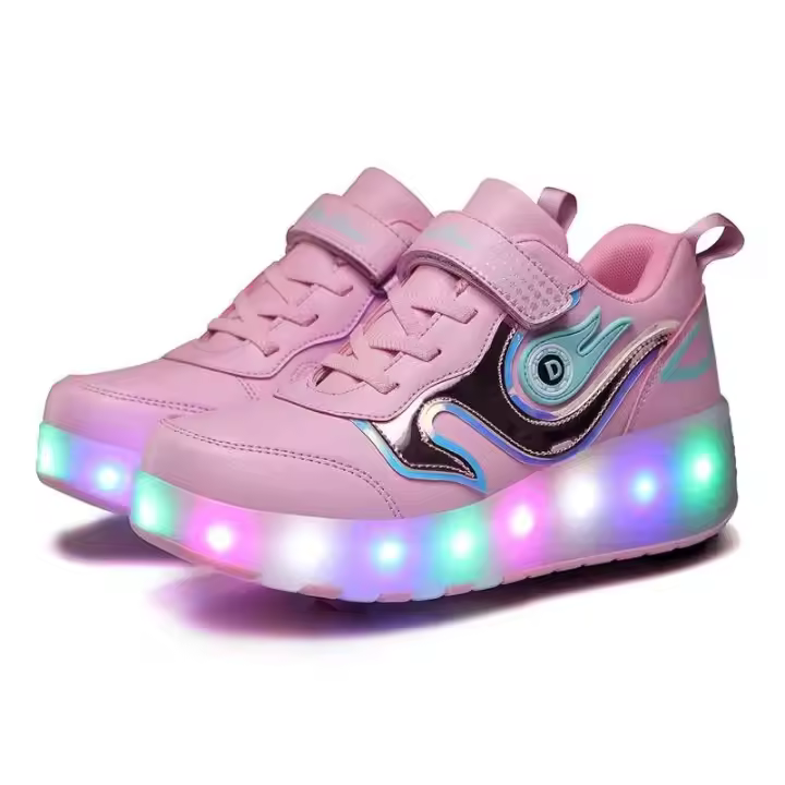Dos luces LED con carga USB para patines infantiles, zapatos con ruedas flash para niñas y niños con dos ruedas - 1