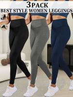 3pcs Leggings de Yoga de Cintura Alta Ultra-Suaves para Mujeres - Control de Abdomen, Pantalones de Entrenamiento y Correr No Transparentes, Súper Suaves - details 21