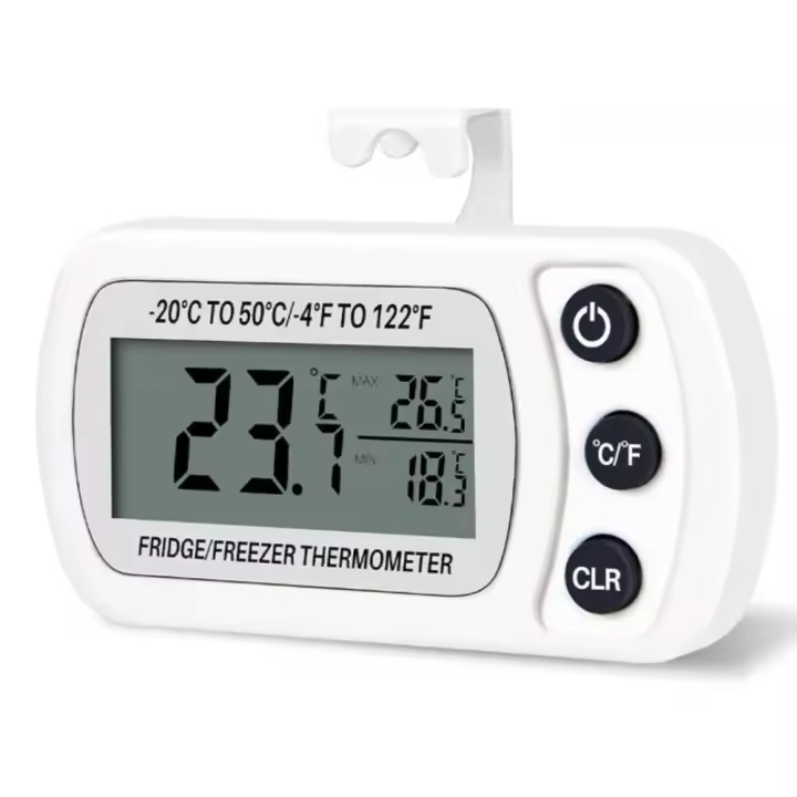 Thlevel Termómetro para Frigorífico Termómetro de Frigorífico Congelador Impermeable con Gancho, Pantalla LCD Fácil de - 1