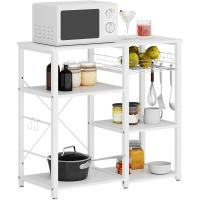 Cocina Mueble para Almacenamiento de Cocina Estantes de Cocina con Ganchos para Almacenamento Estante de Horno de Microondas,Estanterías de Cocina con 3+3 estantes Blanco - details 0