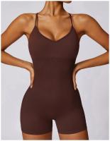 Mono de Yoga para Mujer Kailuoka Sexy Fitness Romper Sin Mangas y Espalda Disfraz Deportivo Corto en Color Sólido para Otoño e Invierno Material Exterior de Nylon - details 10