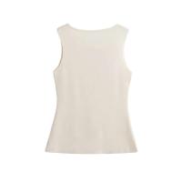 TRZA-Chaleco de punto para mujer con botones dorados, suéter sin mangas, cuello redondo, tops elegantes, chaleco de mujer, moda - details 7