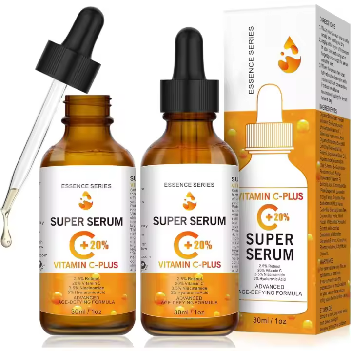 Suero de Vitamina C para el rostro, 20% de Vitamina C con ácido hialurónico para Suero Hidratante, Suero antiedad - 1