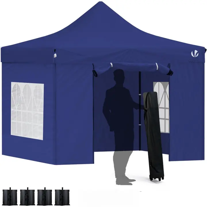 Carpa Plegable Gazebo 3x3m Pabellón de Jardín Impermeable con 4 Paredes - 1
