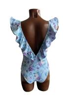 Traje de Baño de Una Pieza con Cuello en V y Estampado Floral Traje de Baño de Playa Tropical de Verano para Mujeres No Aceptable para Bebidas - details 5