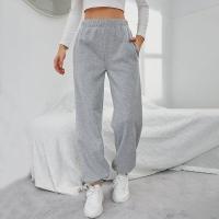 Otoño Invierno nuevo en gris más pantalones de chándal casuales de terciopelo moda pantalones sueltos de cintura alta para mujeres - details 3