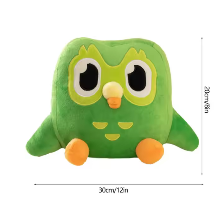 Juguete de peluche Duolingo verde de 30cm, muñeco de búho de Anime de dibujos animados, Animal de peluche suave, regalo de cumpleaños para niños - 1