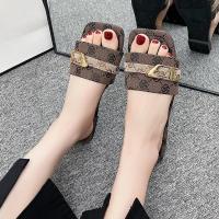 Sandalias y zapatillas de moda de gran tamaño para mujer, nuevo estilo de verano, sandalias con tiras de Metal de fondo plano para mujer - details 4