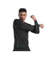 2025 Camiseta deportiva de manga larga para hombre con alta elasticidad y mangas largas de color sólido de secado rápido - details 2