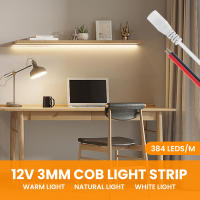 Tira de luces LED COB regulables lineales, 24V, 12V, 3mm, 384LED/M, cinta Flexible para decoración de habitación, 3000K, 4000K, 6000K, 1M, 3M, 5M - details 11