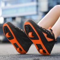Nuevos patines luminosos de doble uso de 2 ruedas para niños y niñas estudiantes, zapatos deportivos con ruedas para exteriores. - details 4