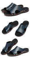Nuevas sandalias de verano para hombre, zapatillas de playa de verano, sandalias de cuero genuino, zapatillas planas informales transpirables con agujeros - details 17