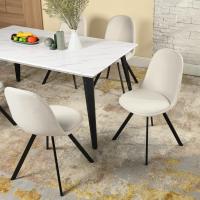 Juego de 4 sillas de comedor con asiento y respaldo suaves, con patas de metal macizo, para salón, dormitorio, cocina o comedor, ante marrón - details 71