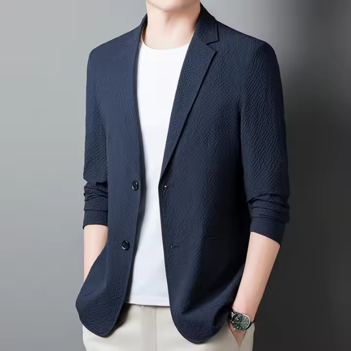 Nuevo estilo fino de primavera 2025 para hombres, chaqueta de traje informal de negocios, ropa occidental única para hombres - 1
