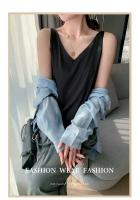 Top de Halter V para Mujer Camisola de Verano de Seda de Satén Blanco Vestido Delgado de Moda - details 4