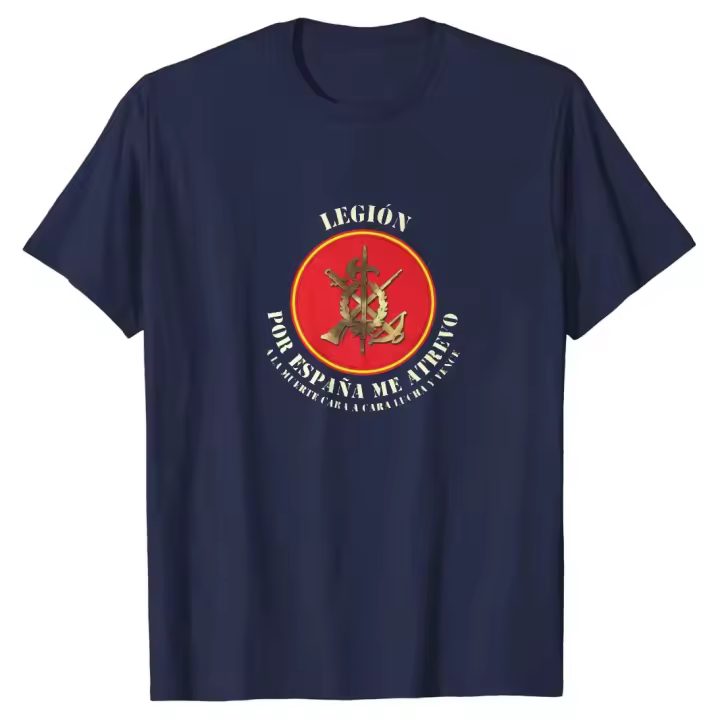 Camiseta de Legión Española 100% Algodón, Cuello Redondo, Manga Corta, Moda Callejera para Hombres en Verano - 1