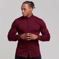 Camisas ajustadas para hombres de negocios juveniles, ropa Formal profesional sin hierro, Color sólido, guapo - details 15