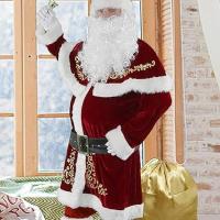 Disfraz de Papá Noel para hombre, traje de lujo de terciopelo rojo de lujo para fiesta de Navidad, regalo de 8 piezas - details 2