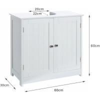 Mueble Bajo Lavabo de Madera Blanca de 60x60x30 cm con 2 Puertas y 2 baldas para Lavabos con Pedestal de Pie - details 3