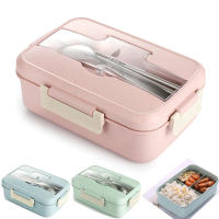 Fiambrera con cuchara, palillos, vajilla de paja de trigo, contenedor de almacenamiento de alimentos para niños, caja de Bento para la escuela y la Oficina, microondas, nuevo - details 9