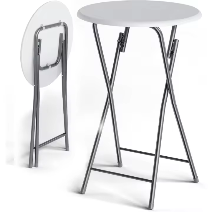 Plegables 110x60cm Mesitas Bistro Tablero Redondo MDF Aspecto Madera Eventos Jardín - 1