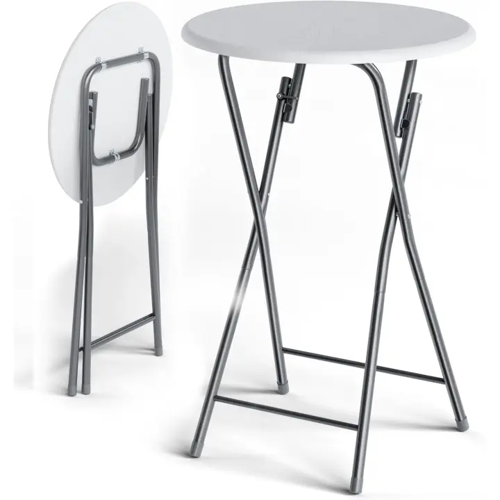 Plegables 110x60cm Mesitas Bistro Tablero Redondo MDF Aspecto Madera Eventos Jardín - 1