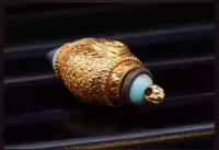 Joyería tibetana, nuevo y exquisito Material mixto, cobre puro bermellón con colgante de collar de caja Gawu de caracol de mar dorado dorado - details 8