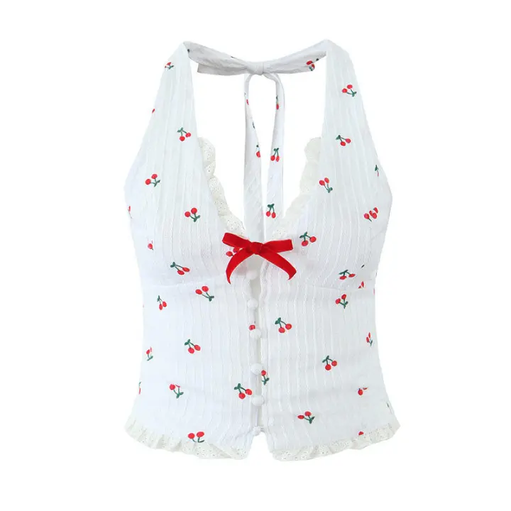 Camisetas Sin Mangas con Estampado de Moda Coreana para Mujer Ropa Informal Ajustada de Punto para el Verano - 1