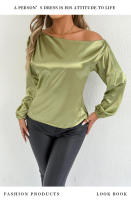 Blusa de satén de color blanco de manga larga, nueva camisa de verano para mujer - details 0