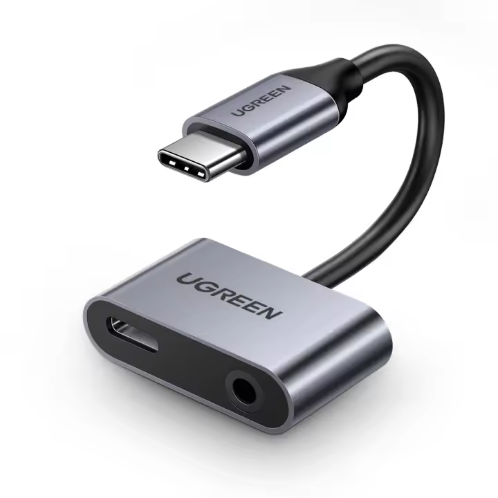 Adaptador de Cabeza de Auriculares USB C a 3.5mm de UGREEN 2 en 1 Tipo C a AUX Femenino Carga USB C - 1