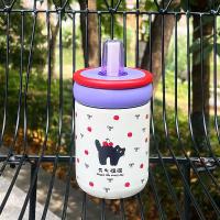 Botella de agua térmica duradera de 500ML con asa, taza de vacío de acero inoxidable 316, tapa de gato de dibujos animados, taza de té de paja para niños y niñas - details 5