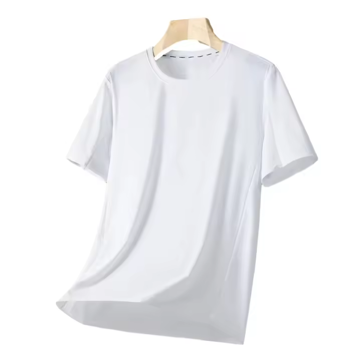 Camiseta de Seda de Hielo de Secado Rápido y Transpirable para Hombres en Verano Cuello Redondo - 1