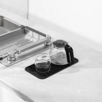 Alfombrilla de silicona para secar platos de varios usos, fácil de limpiar, ecológica, resistente al calor, para encimera de cocina, fregadero, Bar, botella o taza, color negro, S, 12 pulgadas x 6 pulgadas - details 4