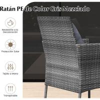 Conjunto Muebles de Jardín Ratán de 3 Piezas, 2 Sillas con Cojines y 1 Mesa de Vidrio Templado, Mesa y Sillas Terraza Terraza Patio Balcón (Beige) - details 9