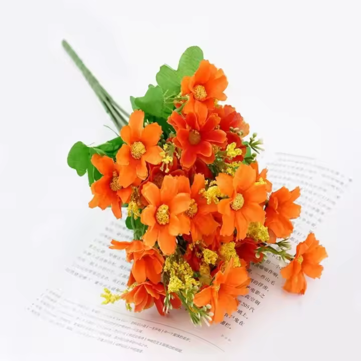 Un ramo de margaritas, flor decorativa Artificial, 7 ramas, 28 cabezas, flor Artificial DIY, flor decorativa realista - 1